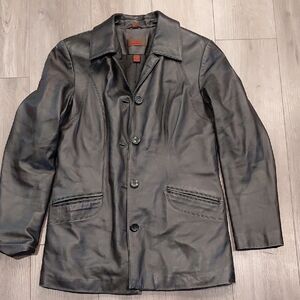 Danier Black Leather Trench Coat